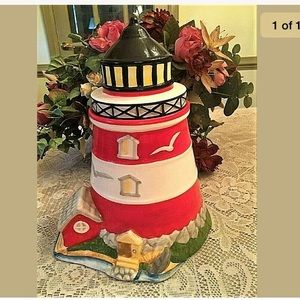 Lighthouse Cookie Jar Seashore Coastal Ceramic